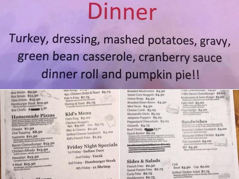 Nunda Bar & Grill Menu