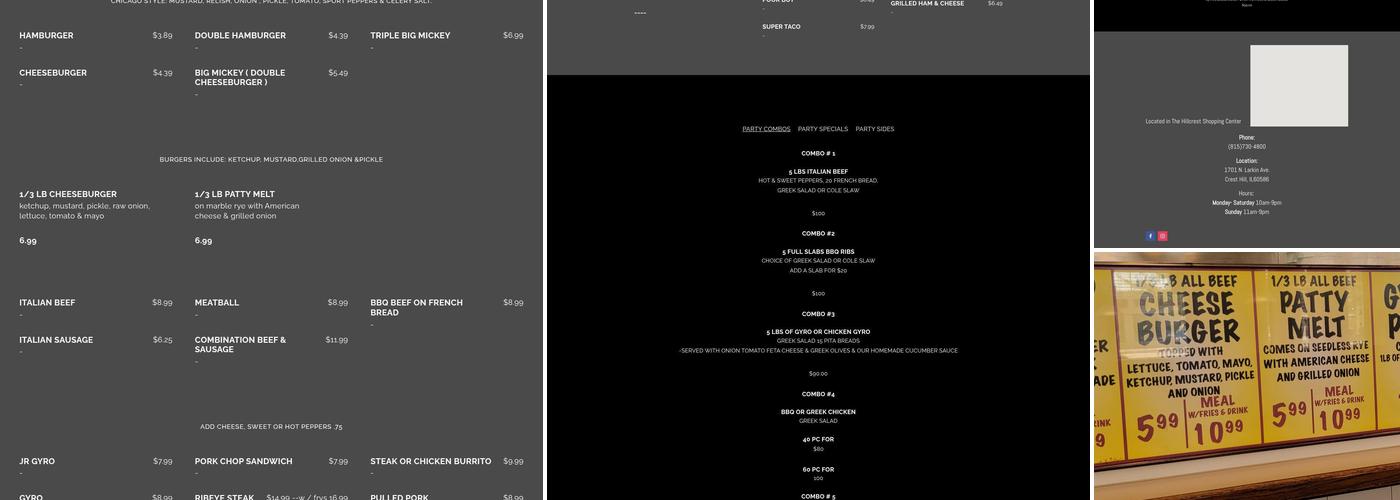Mickeys Gyros Menu