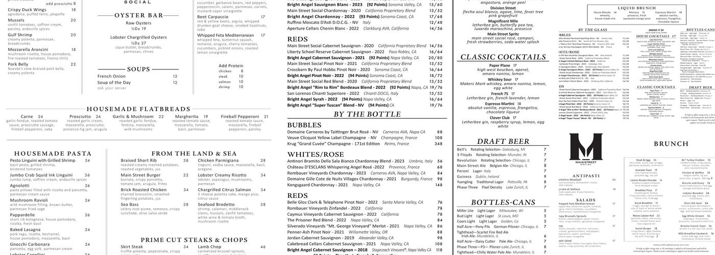 Main Street Social Menu
