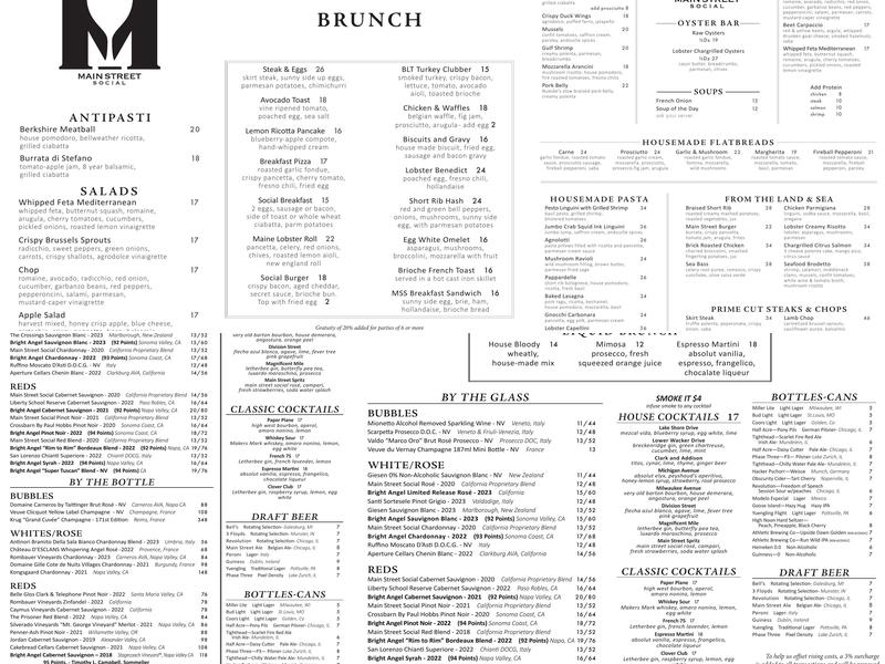 Main Street Social Menu