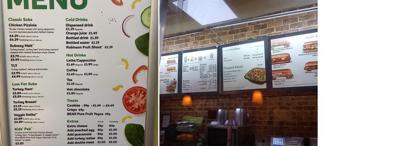 Subway Menu