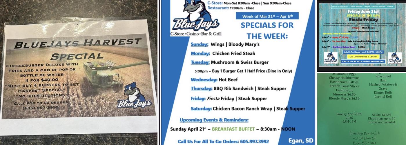 Blue Jays Convenience Store Menu
