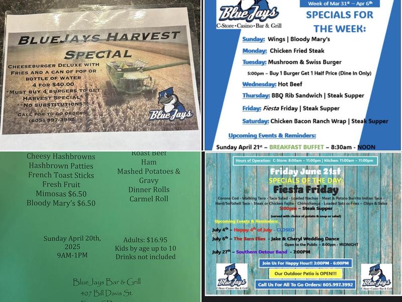 Blue Jays Convenience Store Menu