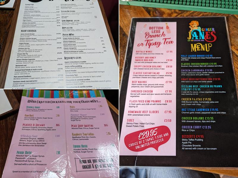 Ginger Janes Menu