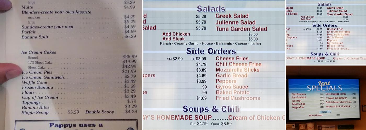 Pappys Menu