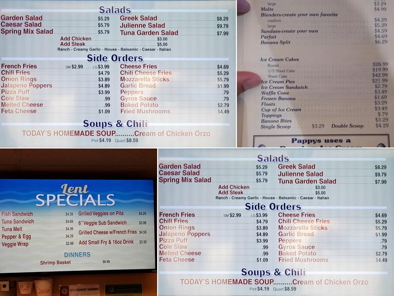 Pappys Menu