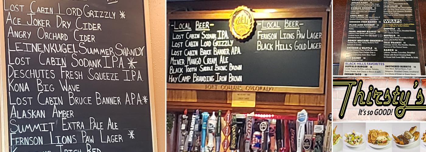 Thirsty's Menu