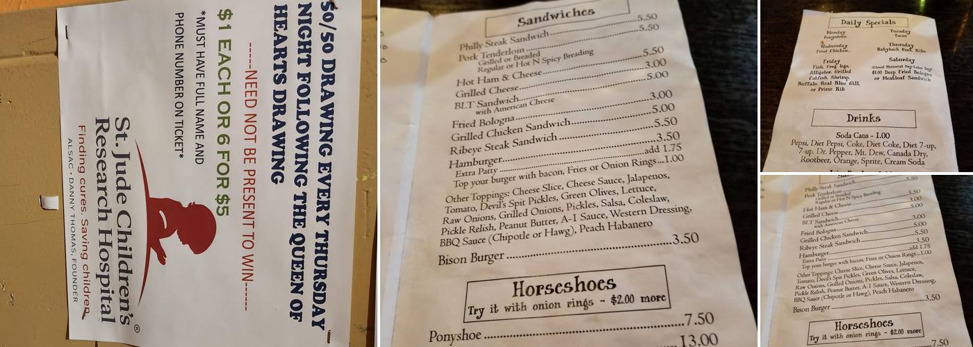 Mahans wildside Menu