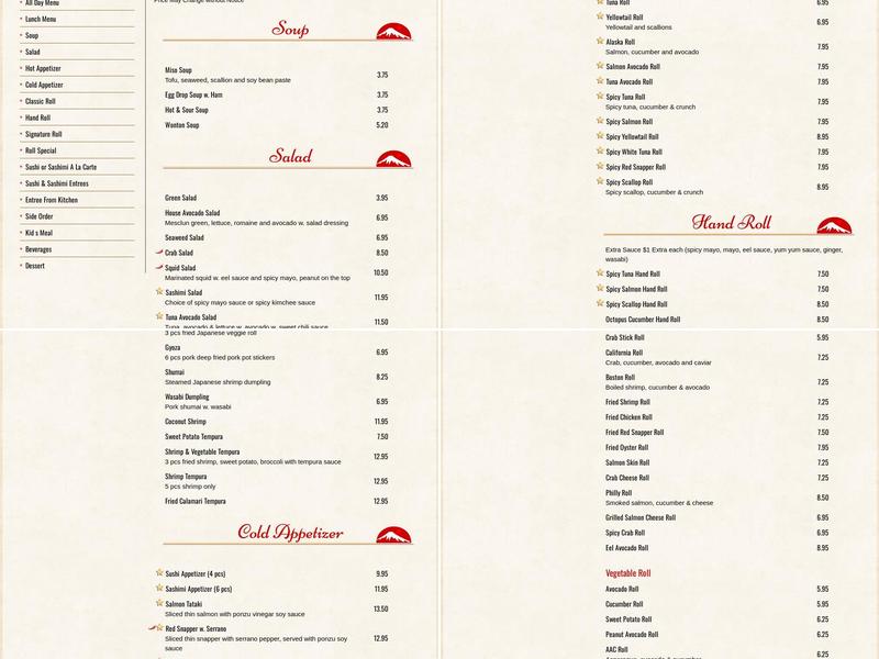Fuji Sushi & Sake Bar Menu