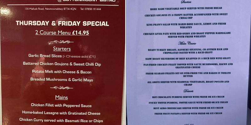 Cottonmount Arms Menu