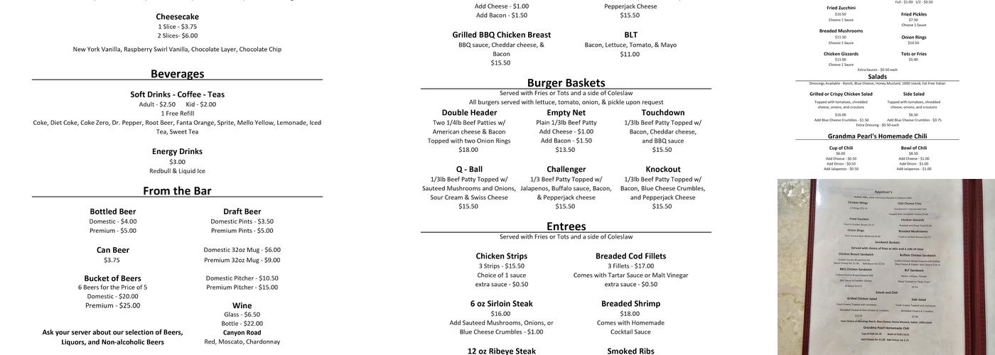 The Frontier Bar & Grill Menu