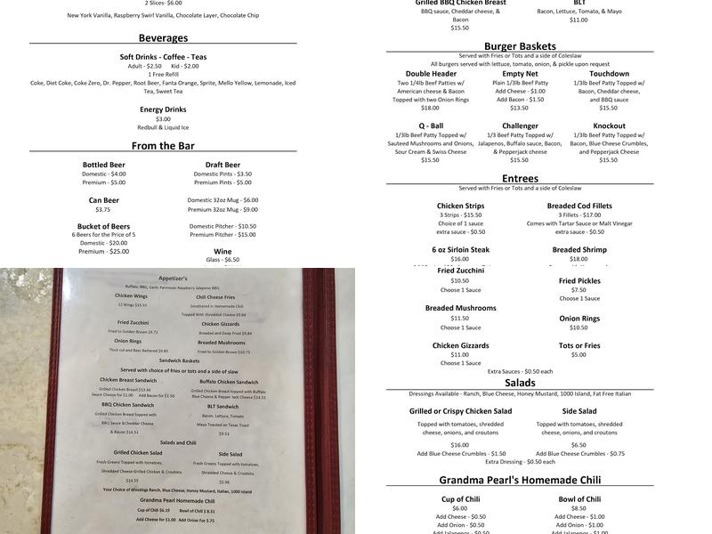 The Frontier Bar & Grill Menu