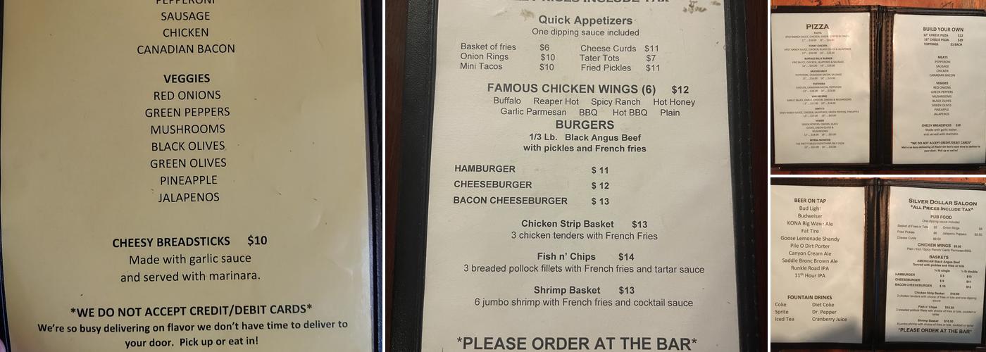 Silver Dollar Saloon Menu