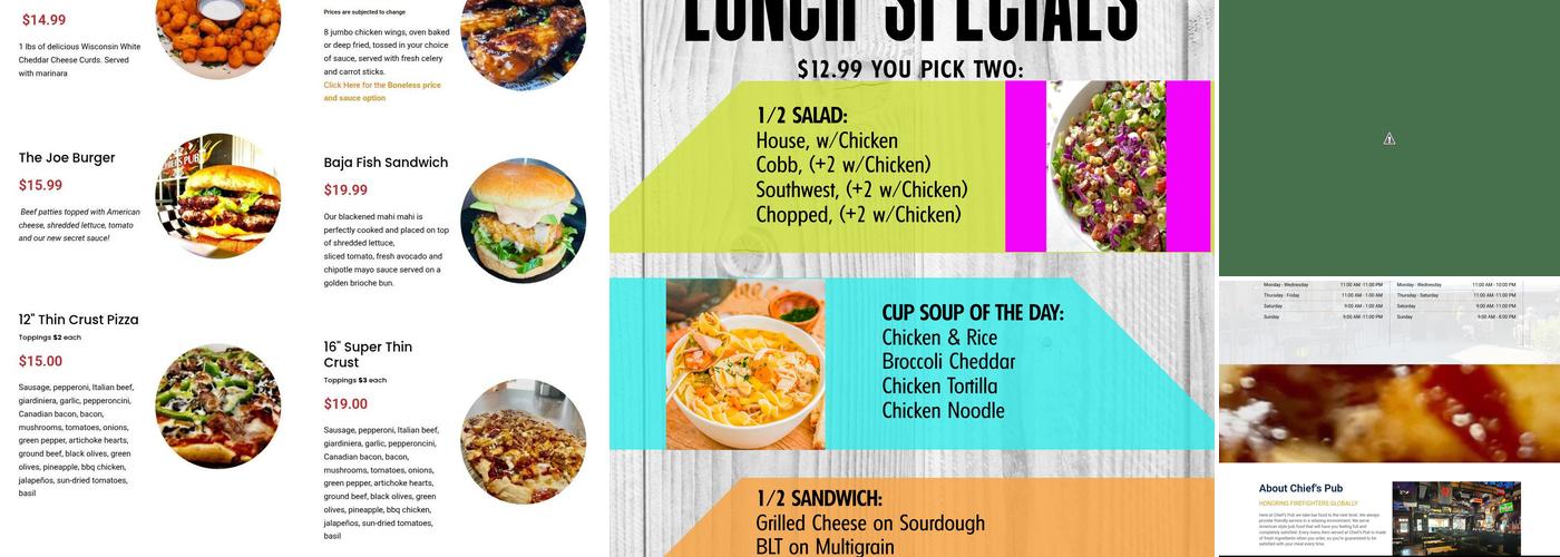 Chief's Pub Menu