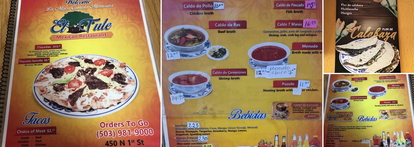 El Tule Taqueria Menu