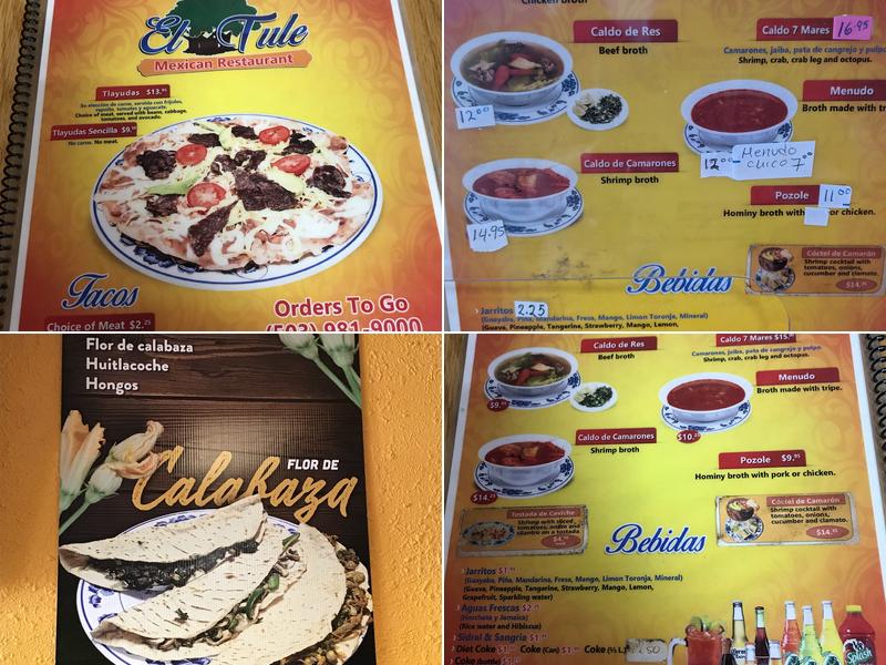 El Tule Taqueria Menu