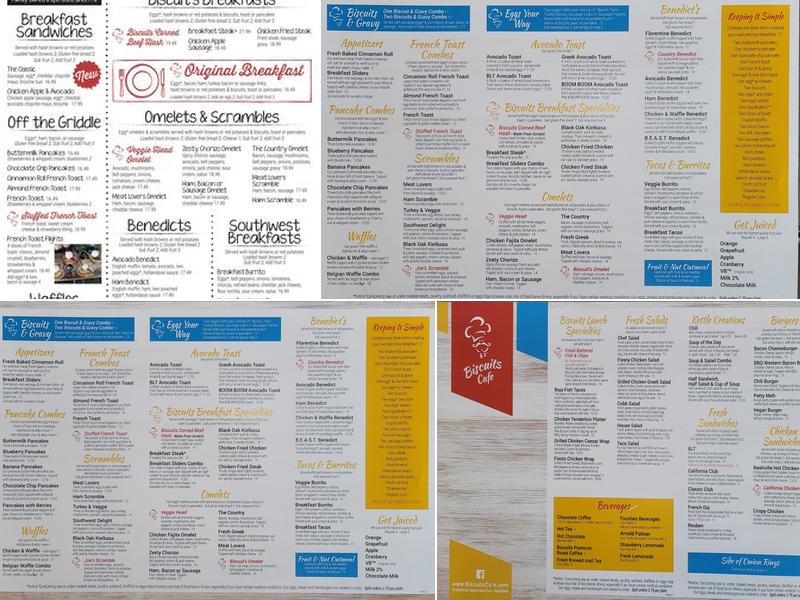 Biscuits Cafe Inc Menu
