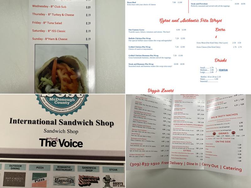International Sandwich Shop Menu