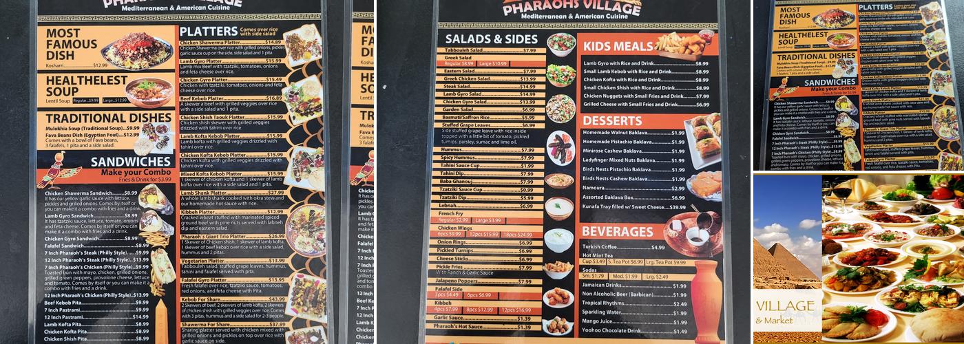 Pharaohs Village Menu