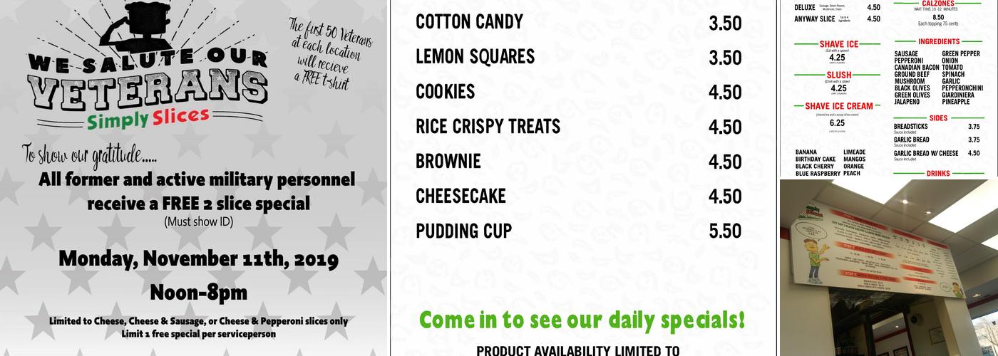 Simply Slices Menu
