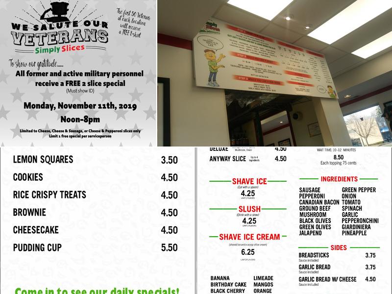 Simply Slices Menu