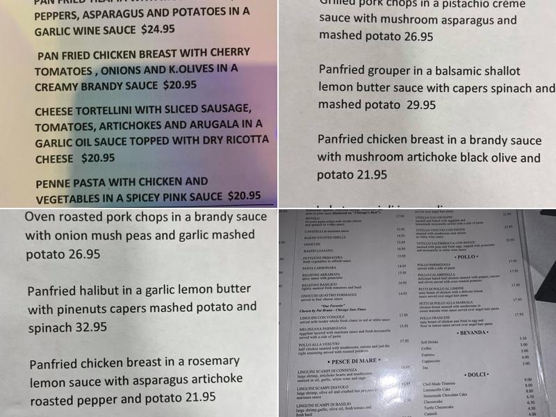 Capri Ristorante Italiano Menu