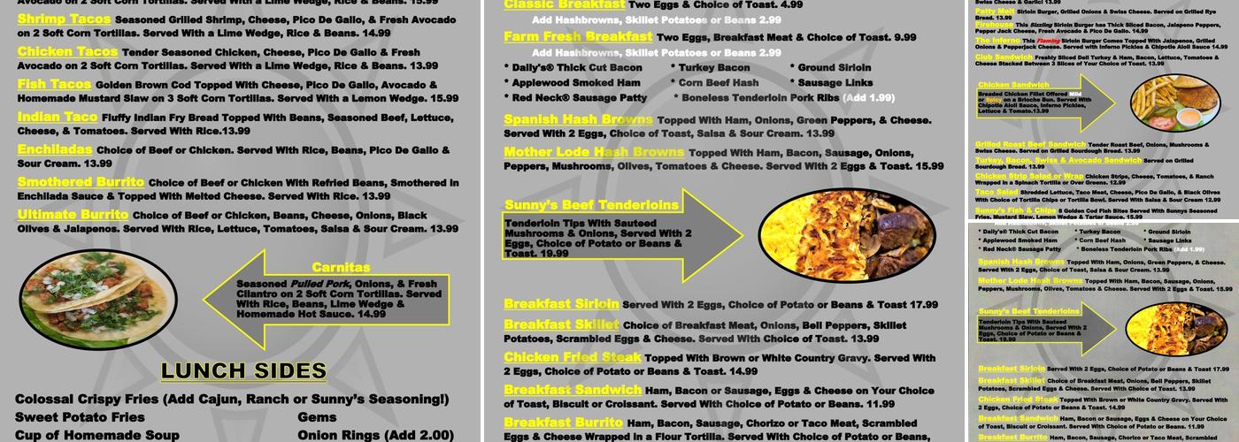 Sunny's Family Restaurant Menu