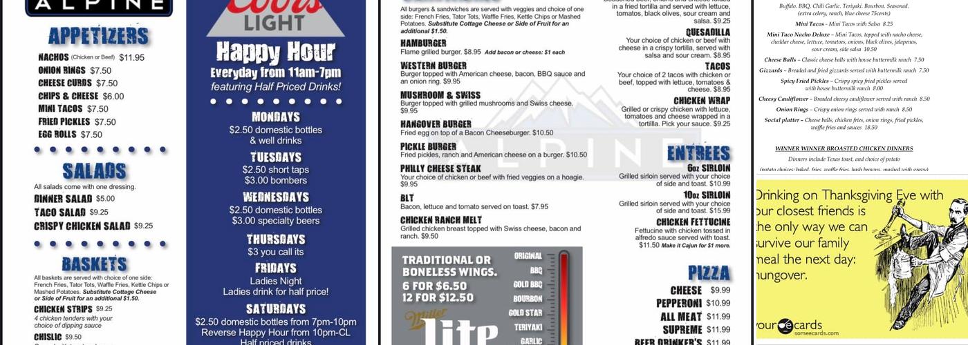 Alpine Inn Menu