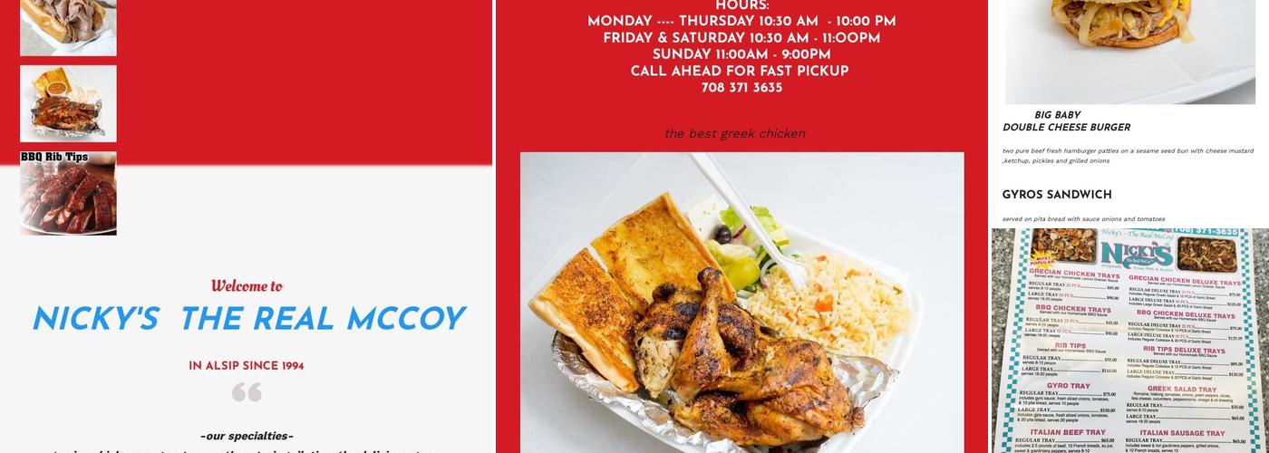 NICKY'S the real mccoy Menu