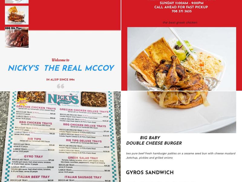 NICKY'S the real mccoy Menu