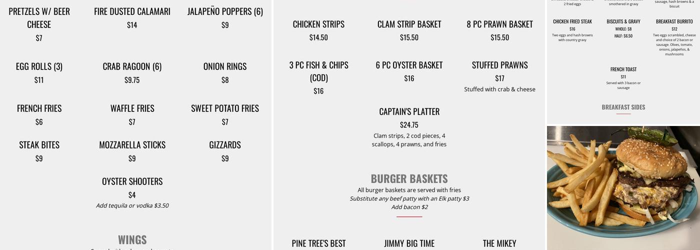 Pine Tree Bar & Grill Menu