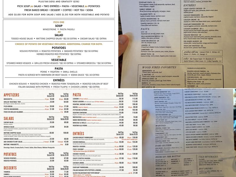 Mattone Restaurant and Bar Menu