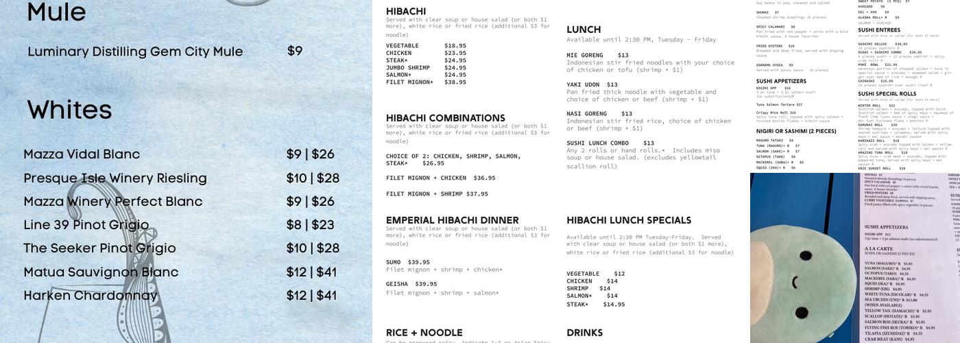 Samurai Kitchen + Sushi Menu