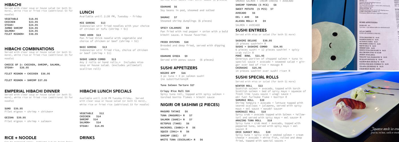 Samurai Kitchen + Sushi Menu