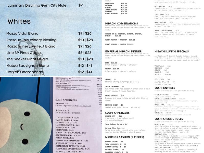 Samurai Kitchen + Sushi Menu