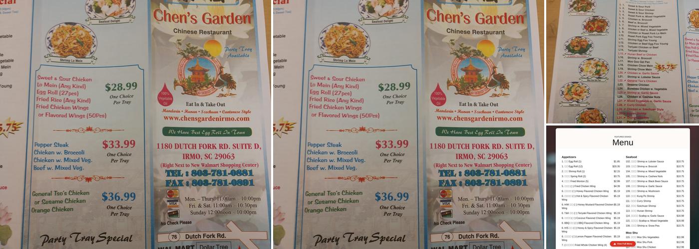 Chen's Garden Menu