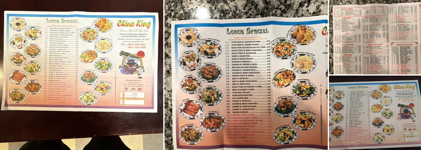 China King Menu