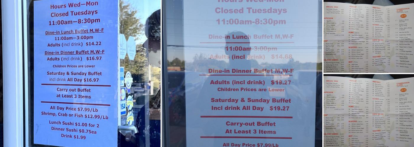 Eastern Buffet Menu