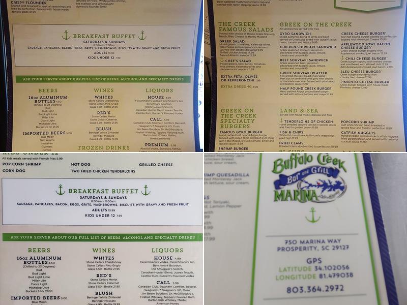 Buffalo Creek Bar & Grill Menu