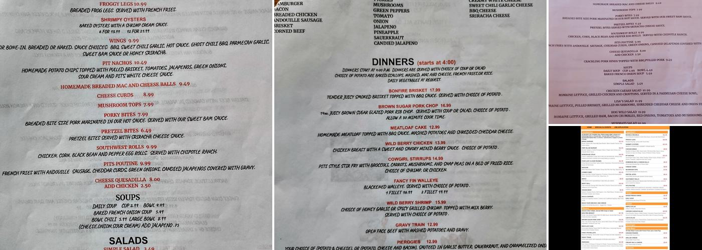 Fire Pit Bar & Grill Menu