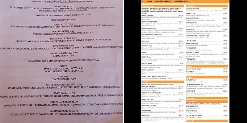 Fire Pit Bar & Grill Menu