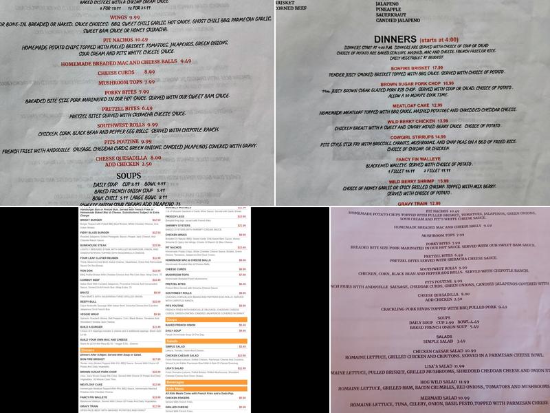 Fire Pit Bar & Grill Menu