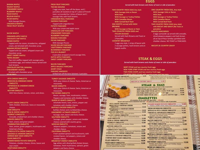 Kingsberry Waffle House Menu