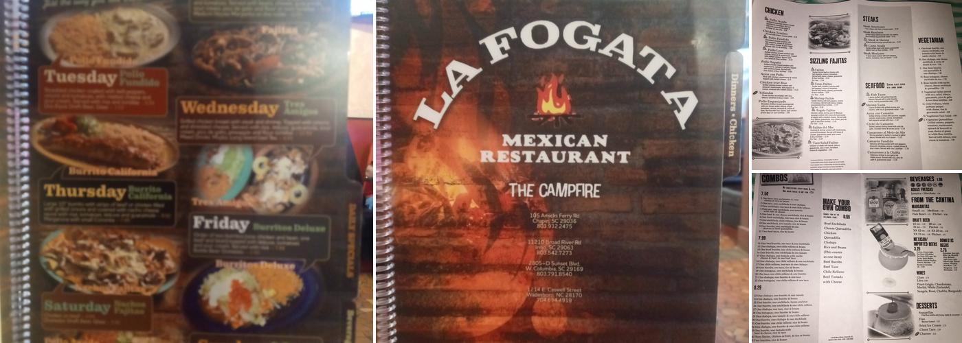 La Fogata Irmo Menu
