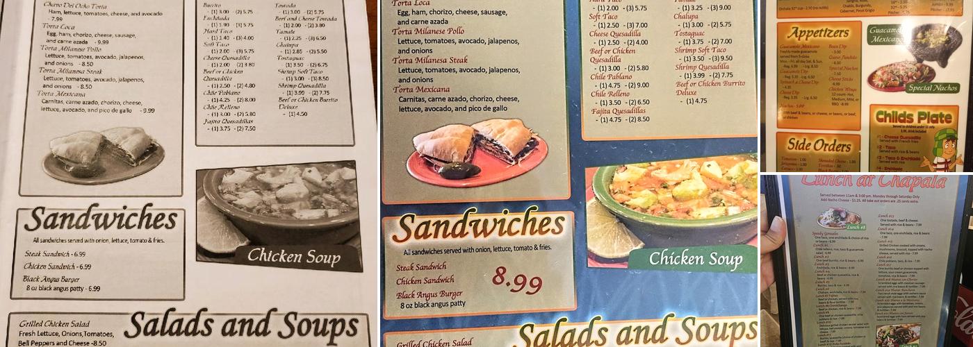 Chapala Mexican Restaurant Menu