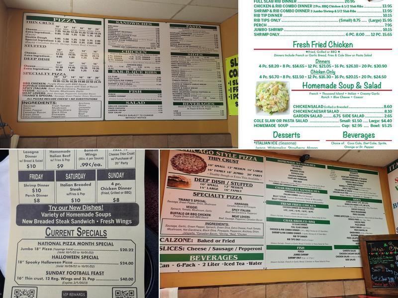Triano's Pizza Menu