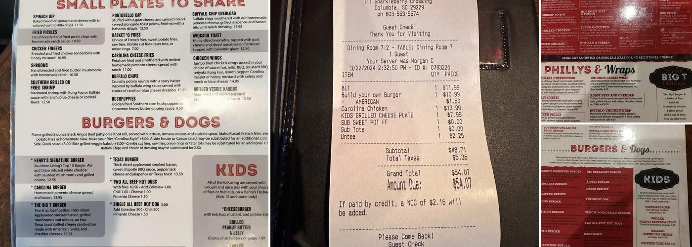 Henry's Northeast Menu