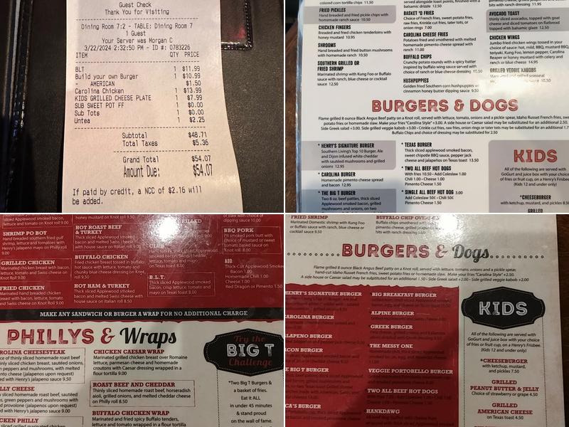 Henry's Northeast Menu