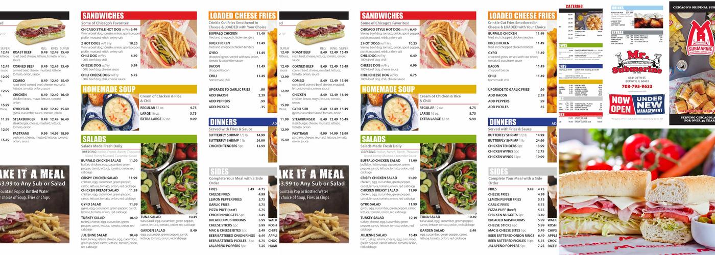 Mr. Submarine Menu