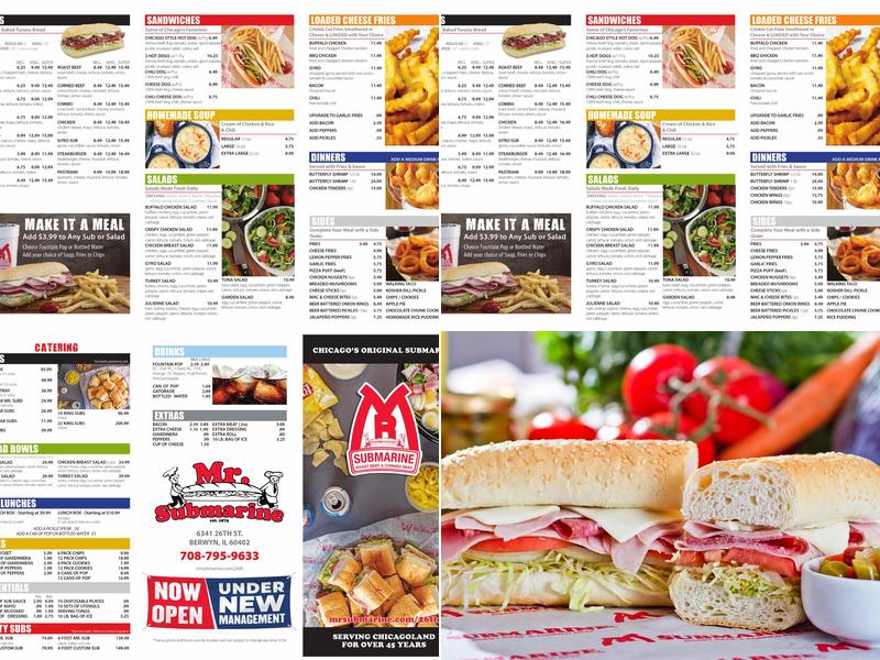 Mr. Submarine Menu